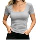 thumbnail image 5 of Neewe Womens Short Sleeve Casual Shirts Plain Square Neck Business Tunic Tops 2026 Fitted Basic Office Blouses, 5 of 6
