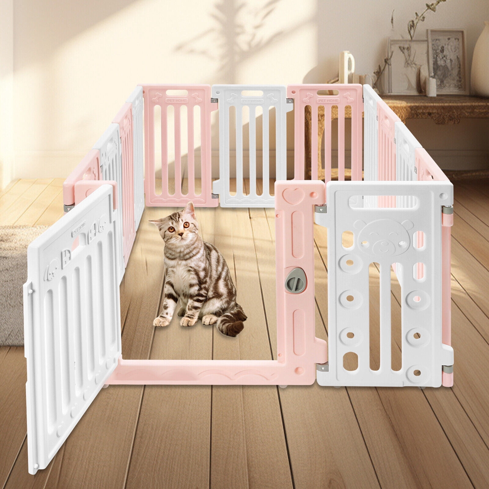 11 Panels Pet Dog Fence Playpen 25.6'' Height Exercise Play Pen with Door Indoor