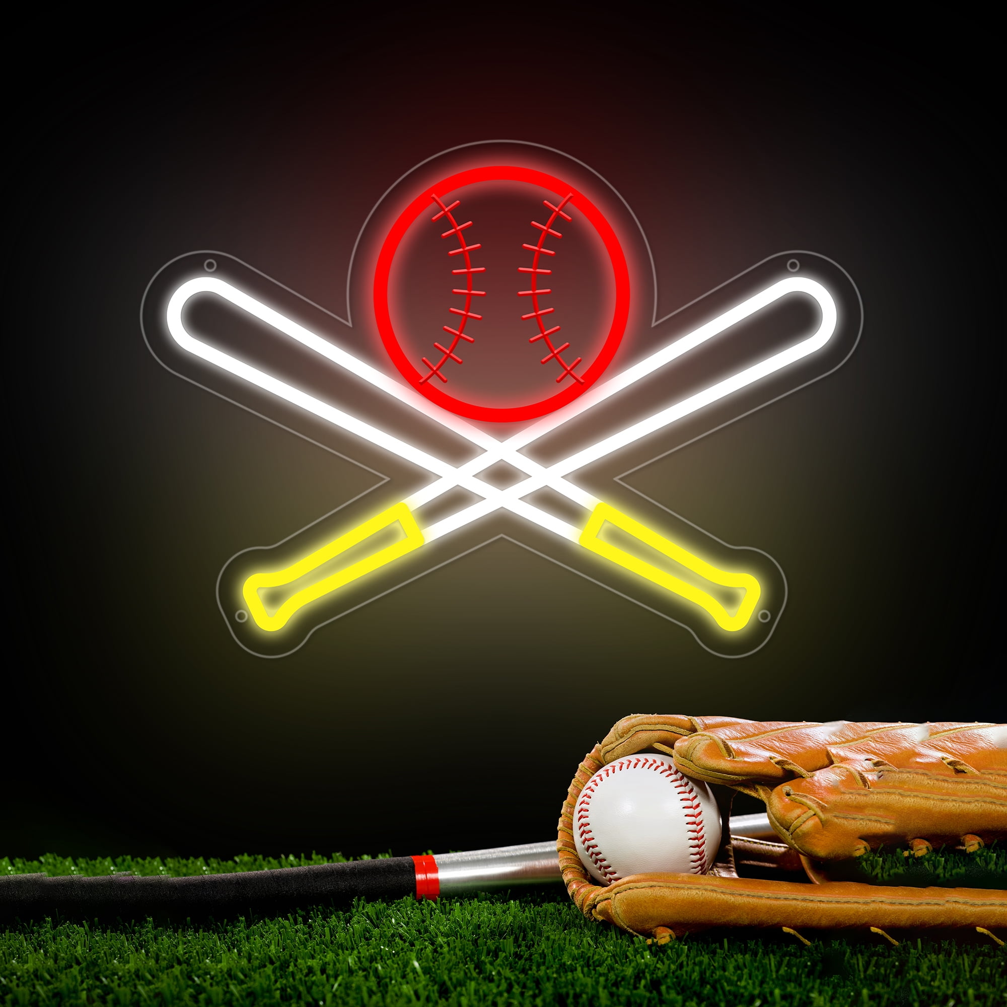 Baseball Neon Sign Dimmable Sport Wall Decor with USB Power, Gifts for Men & Boys Baseball Fan Accessories, Neon Sign for Wall Decor, LED Neon Lights for Man Cave