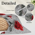 thumbnail image 2 of Red Roses Pillow Covers, Linen Long Throw Pillow Case, Valentine's Day Butterflies Floral Romantic Gray Holiday Pillow Protector Decorative Cushion Cover for Living Room/Bedroom 12" x 20", 2 of 8