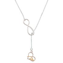 Delight Jewelry Two-tone Swimmer in Heart Silver tone Elegant Infinity Lariat Necklace