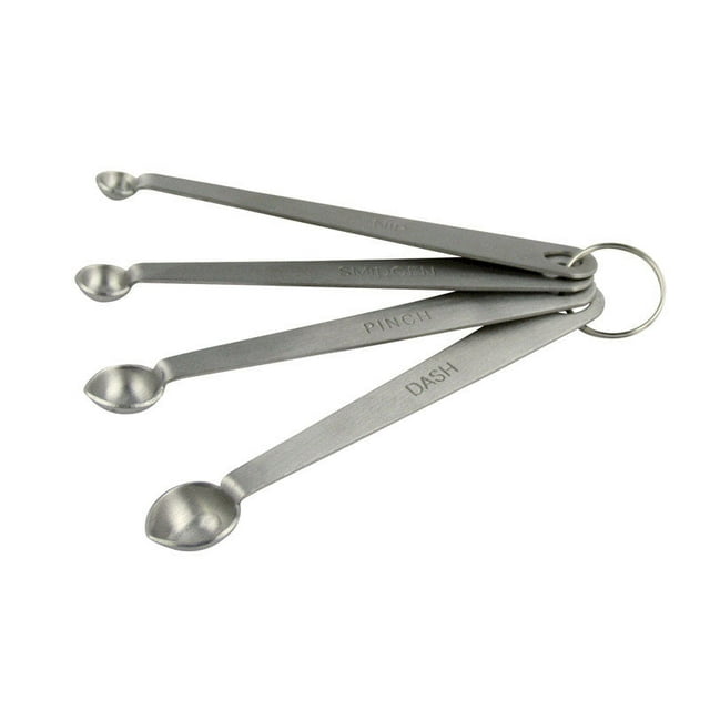 Juego de cucharas medidoras Fox Run de acero inoxidable plateado, 4 piezas