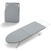 LUFF Tabletop Ironing Board,Portable Iron Board with Iron Rest, Foldable Small Ironing Board with Heat Resistant Cover and 100% Cotton Pad, 31.5x11.8x7, Grey