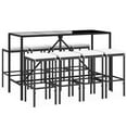 thumbnail image 3 of vidaXL 11 Piece Patio Bar Set with Cushions Black Poly Rattan, 3 of 16