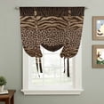 thumbnail image 2 of Leopard Zebra Print Tie Up Curtains for Windows, Adjustable Balloon Window Shades, Vintage Animal Skin Striped Brown Kitchen Window Treatments Farmhouse Short Curtains with Rod Pocket 42"x45", 2 of 8