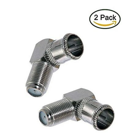 iMBAPrice (Pack of 2) Right Angle F-Jack to F-Quick Connect Push On Plug - Male/Female - Adapter (Support Comcast, Time Warner, Cox Communications, Charter Communications, Verizon FiOS, and