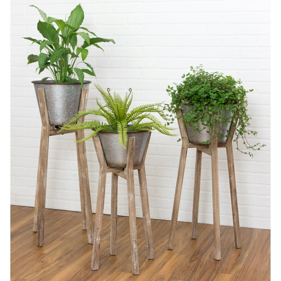 Aspire Home Accents Hayes Modern Rustic Planters (Set of 3) - 35"h x 17"w / 32"h x 16"w / 28"h x 14"w
