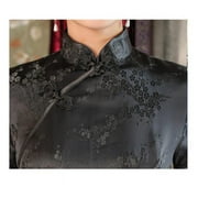 Dress Women Cheongsam Short Sleeve Front Split Vintage Long Dress Plum Qipao Chinese Traditional Dress Clothing