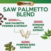 Saw Palmetto for Men - 3X Strength Prostate Health Supplements for Natural Mens Urinary Health Support - with Stinging Nettle and Pumpkin Seed Extract - Prostate & Hair Health Support - 120 Capsules