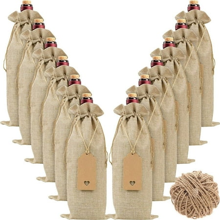 

Kitchen organization kitchen 12pc Linen Wine Bag Wine Bottle Cap Wine Bottle Gift Bag With Drawstring Label Fragarn