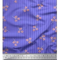 thumbnail image 1 of Soimoi Purple Japan Crepe Satin Fabric Artistic Floral & Stripe Printed Craft Fabric by the Yard 42 Inch Wide, 1 of 3