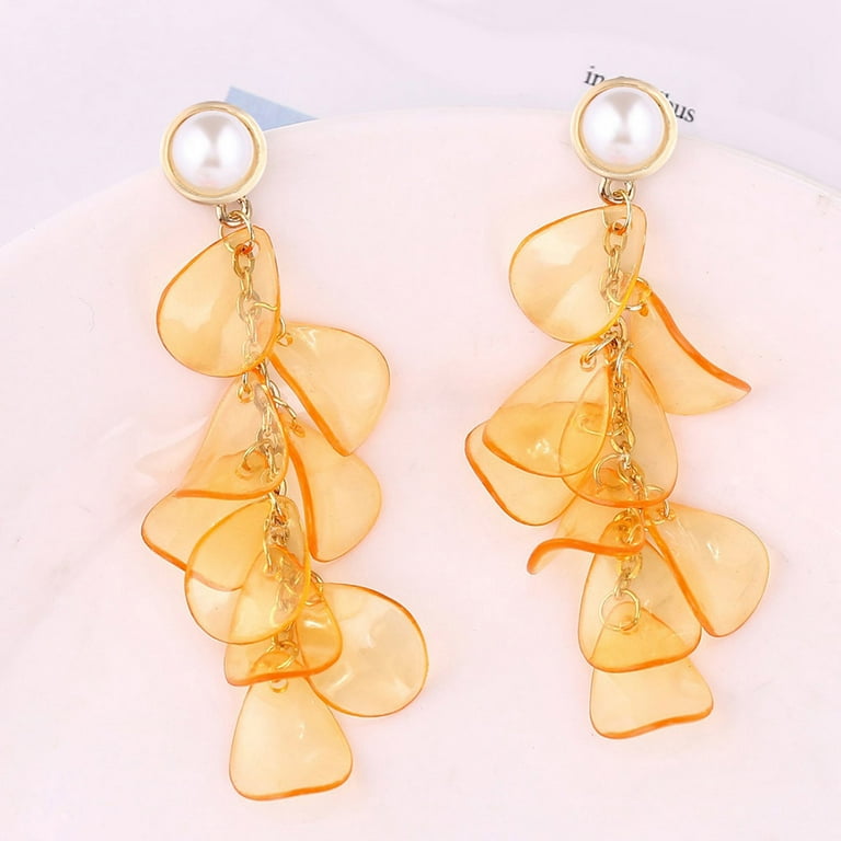 IFME Resin Dangle Colorful Earrings Set Flower Hollow Drop