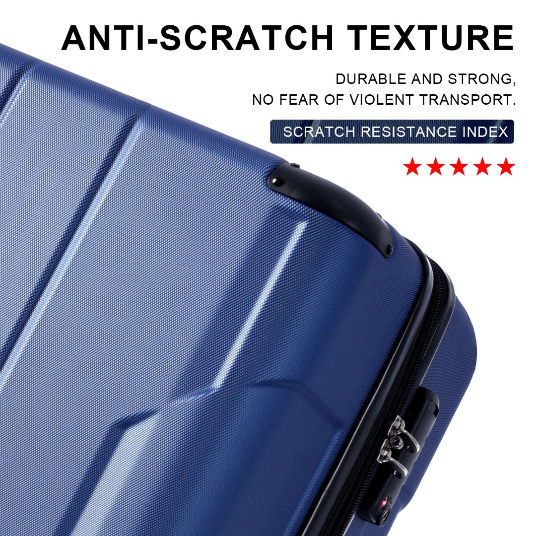 Yougu 24" Lightweight Hardshell Luggage ABS Suitcases with Double Wheels, Expandable Checked , (Blue)