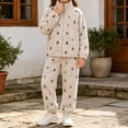 thumbnail image 4 of LvhaoGJOB Little Kids Girls 2-Piece Outfit Set, Beige - all over bow print, Pink bows, 4 of 6