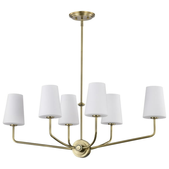 Nuvo Lighting Cordello 6 Light Island Pendant - Vintage Brass Finish - Etched White Opal Glass - Vintage Brass
