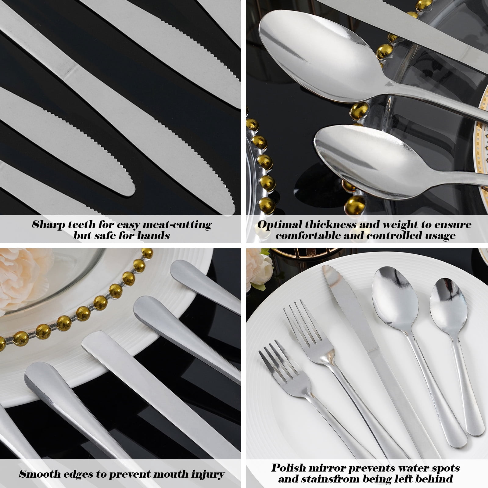 Kitchentrend Windsor Stainless Steel 60-Piece Flatware Set for 12 - Service for Home or Restaurant