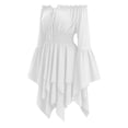 thumbnail image 3 of Huowey Pirate Vampire Gothic Dresses Womens Halloween Fancy Cosplay Party Gown Off Shoulder Long Sleeve Flowy Eye-Catching Halloween Dress,White,XL, 3 of 3