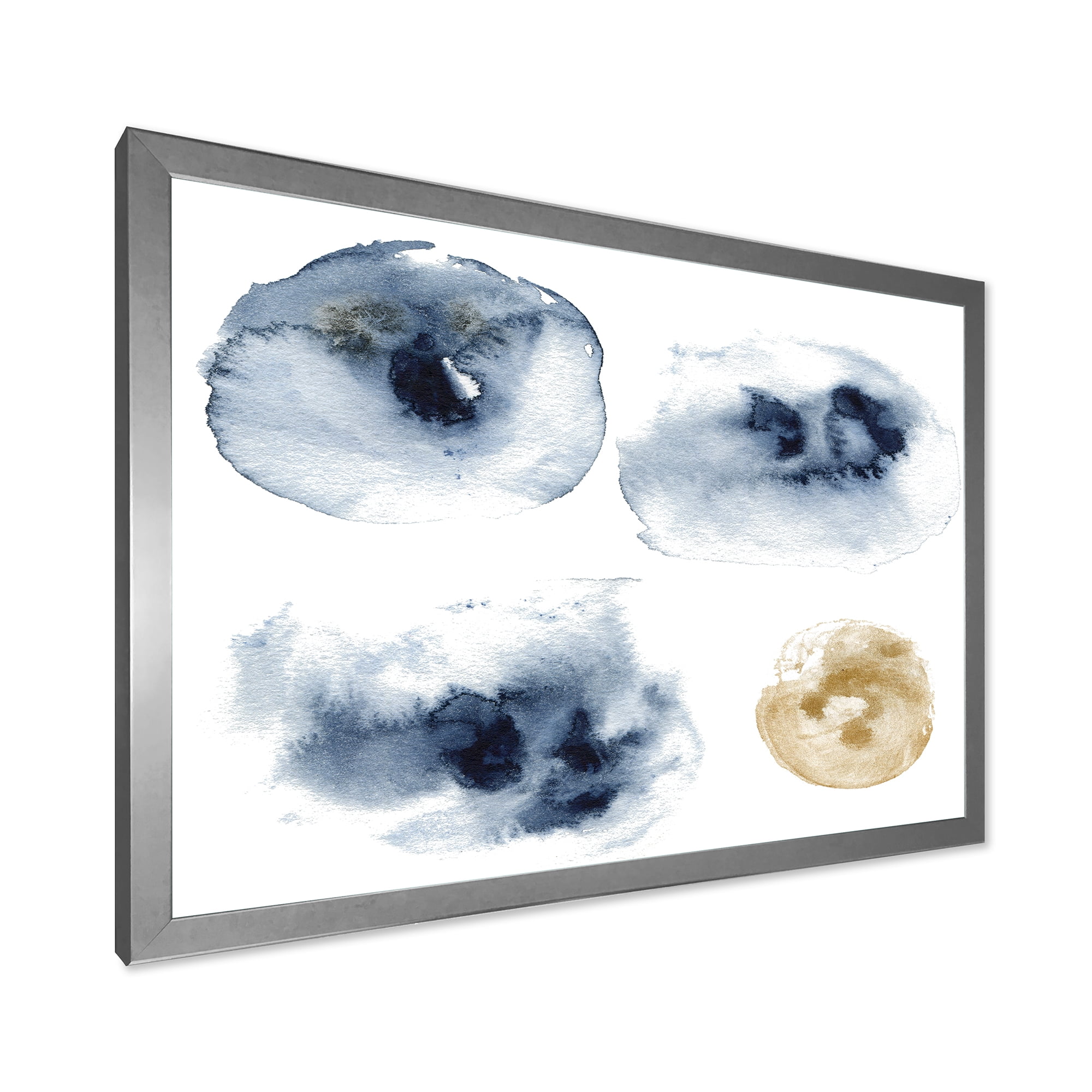 Designart 'Abstract Of Gold and Dark Blue Cloud' Modern Framed Art Print