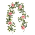 thumbnail image 1 of Guirnalda de flores artificiales colgantes, enredadera floral, decoración de boda, multifuncional Rosa oscuro, 1 of 7