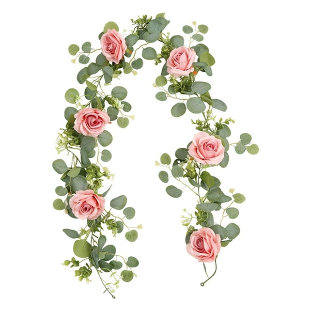 Guirnalda de flores artificiales, versátil decoración para bodas, enredadera floral, enredadera de rosas artificiales para centros de mesa festivos, Rosa oscuro