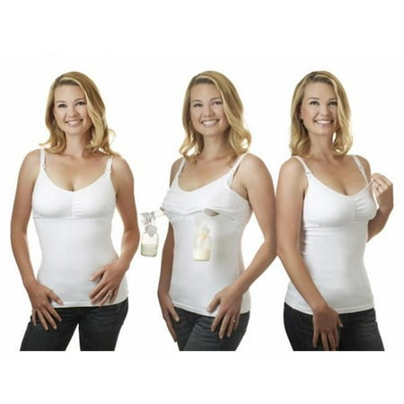 Rumina Nursingwear Whxs124151 Classic Coverage Hands-Free Pumping Bra & Nursing Tank - White X-Small