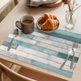 thumbnail image 3 of Turquoise Grey Wooden Placemats Set of 6 Farmhouse Teal Wood Place Mats Indoor Wipeable Table Mats Washable Cloth Dining Table Placemats for Kitchen Holiday Party Home Decor 13x19 Inch, 3 of 9