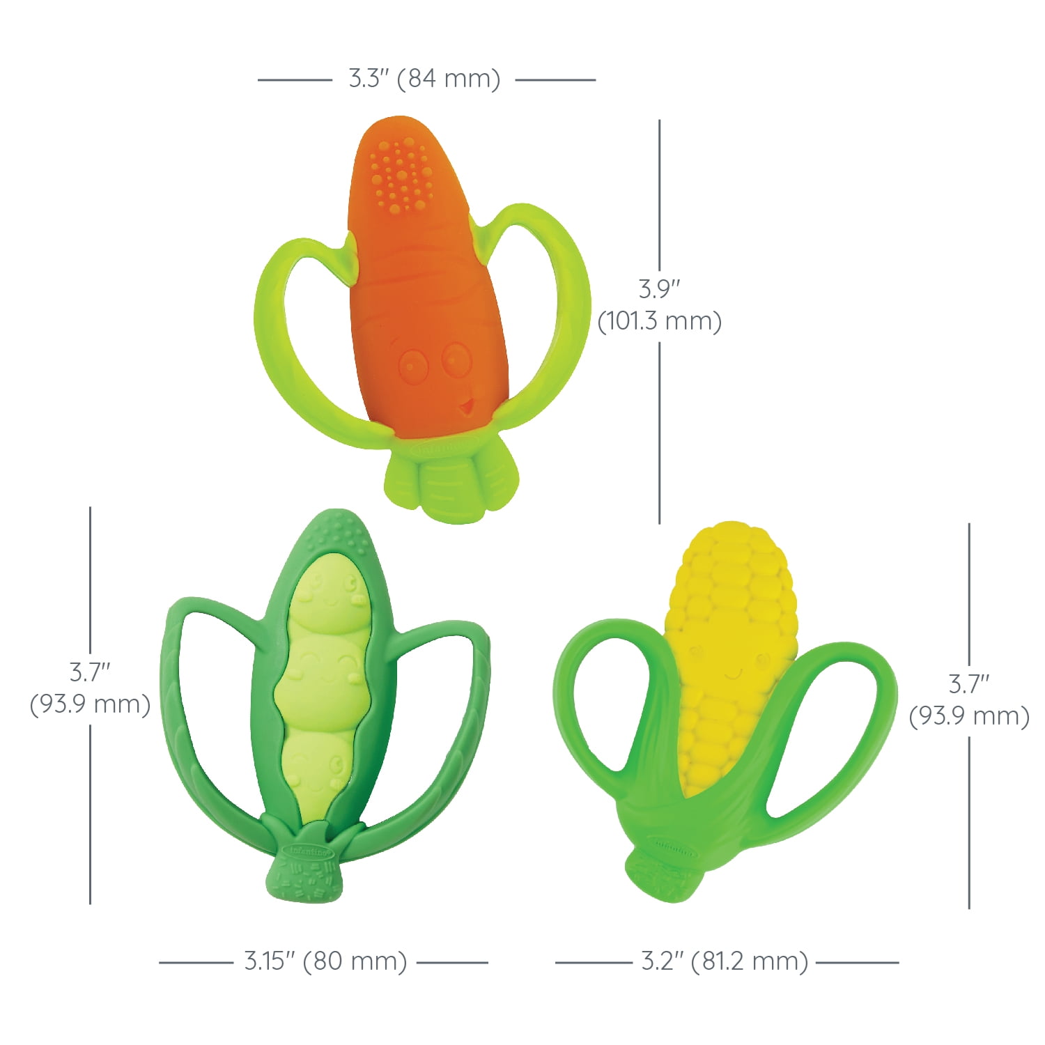 Infantino Farmers Market Veggie Teether Gift Set, for Babies 6-12 Months, Multicolor