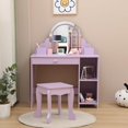 thumbnail image 1 of EDTara Lighted Vanity Set for Kids, Girls Dressing Table and Stool with LED Mirror, Drawer & Storage Shelves for Ages 3-9, 1 of 7