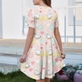 thumbnail image 5 of yuCgh Floral Easter Dress for Toddler Girls, Short Sleeve Summer Dress with Pocket, Casual Party Dress for Easter Day & Spring Outings,Beige 160, 5 of 5
