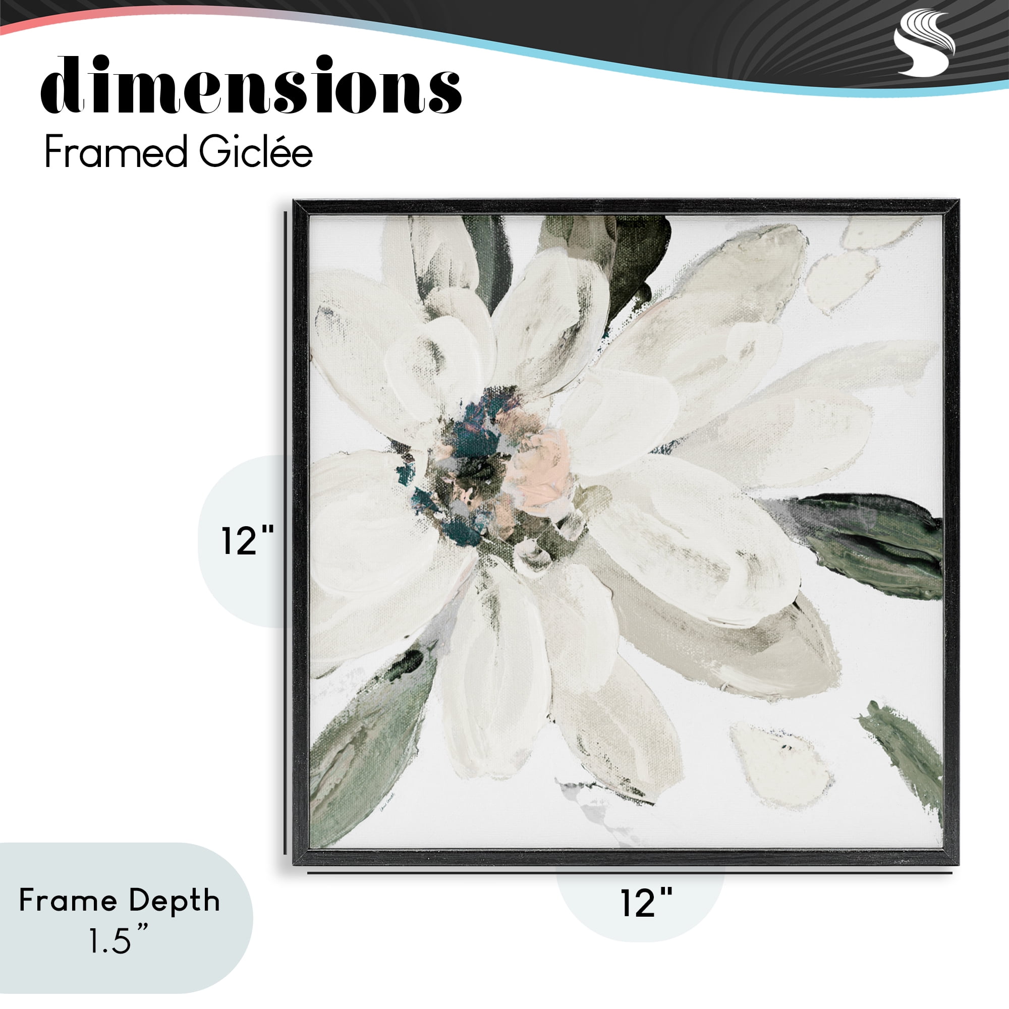 Stupell Industries Naturally Blooming White Flower Black Framed Giclee Art, design by Lanie Loreth
