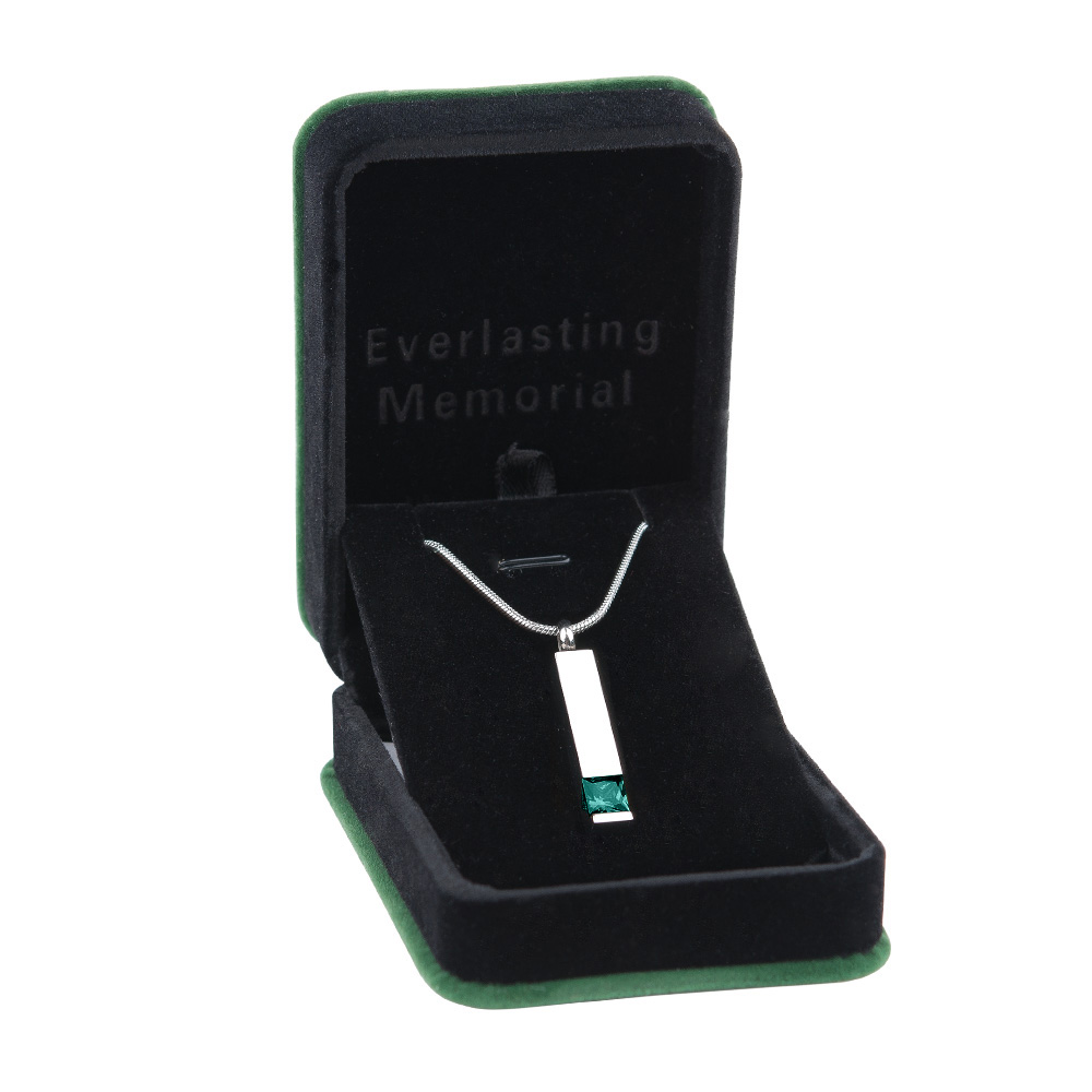 Cremation Jewelry Memorial Birthstone Bar Necklace Handcrafted Waterproof Human Ashes Urn Container with Free Funnel Kit and Velvet Jewelry Box [December]