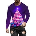 thumbnail image 6 of Feancey Big and Tall Christmas Graphic Tees for Men Fashion Xmas Tree Printed Long Sleeve Shirt Lightweight Casual Crewneck Pullover Tops Purple 4XL, 6 of 6