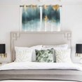 thumbnail image 4 of Modern Teal Gold Kitchen Curtains Short 54 Inch Length, Abstract Geometric Lines Grommet Top Bedroom Living Room Curtains, Light Filtering Cafe Curtain Drapes 2 Panels Set 84''x54'', 4 of 9