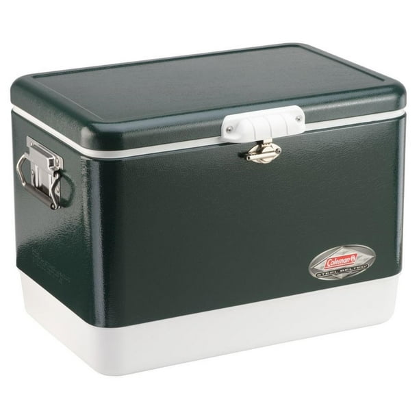 Coleman Camping Tailgating 54 QT Stainless Steel Belted Ice Chest ...