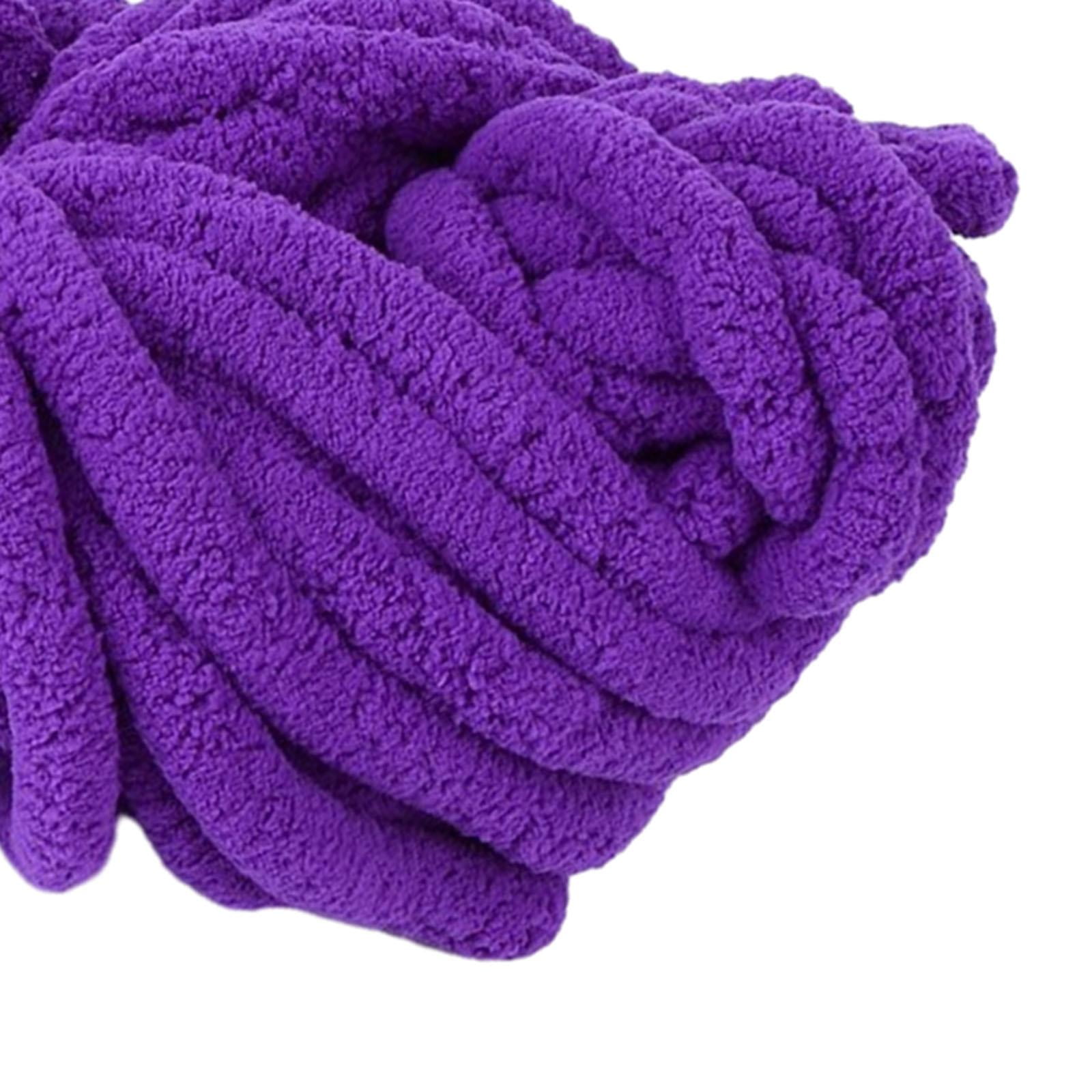 Yunhgft Chunky Chenille Yarn Acrylic Fibers Giant Soft Yarn Jumbo Bulky Yarn for Cushion Violet