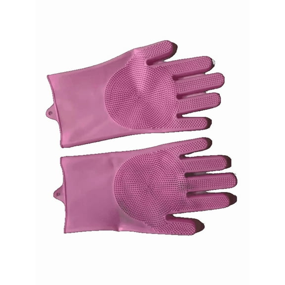 Peaar Pet Grooming Gloves Heat Resistant Siicone  Dog Cat Bathhing Gloves Pink Color