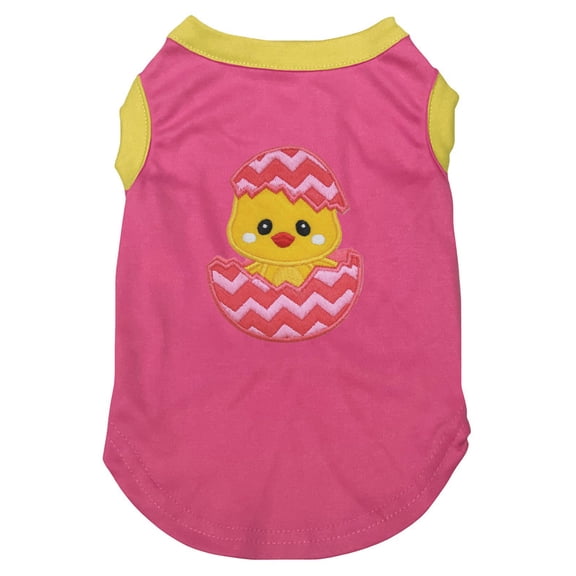 Petitebelle Chick Egg Puppy Dog Shirt (Hot Pink/Yellow, Small)