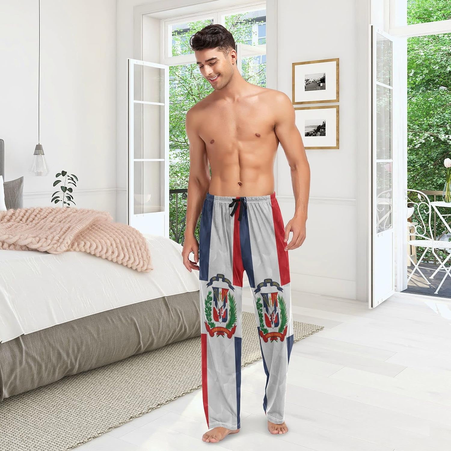 Top-kevin Multi- Dominican Republic Flag Men's Pajama Pants