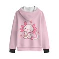 thumbnail image 5 of Xoenoiee Pink Axolotl Flower Print Full Zip Hoodies for Girls Fleece Hooded Sweatshirt for Kids Teens Long Sleeve Sweater Shirt Loose Comfy Fall Clothes Outfits Youth Sportswear, L, 5 of 7
