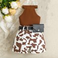 thumbnail image 5 of LYMAYTER 12M-6Y Toddler Baby Girls Summer Sleeveless Knit Tank Tops+ Shorts+belt Bag Set 3PCS Sleeveless Halter Ribbed Tops + Elastic Shorts + Waist Bag, 5 of 10