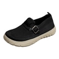 thumbnail image 2 of Womens Lightweight Knit Walking Shoes Comfortable Non Slip Sneakers Buckle Strap Casual Breathable Flat Running Shoes, 2 of 5