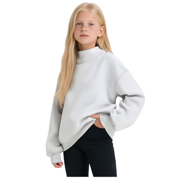 Mock Sweatshirts Mock Neck Sweatshirt for Girls Oversized Turtleneck Sweater Long Sleeve Cute Fleece Pullover Tops Kids Trendy Hoodies Clothes