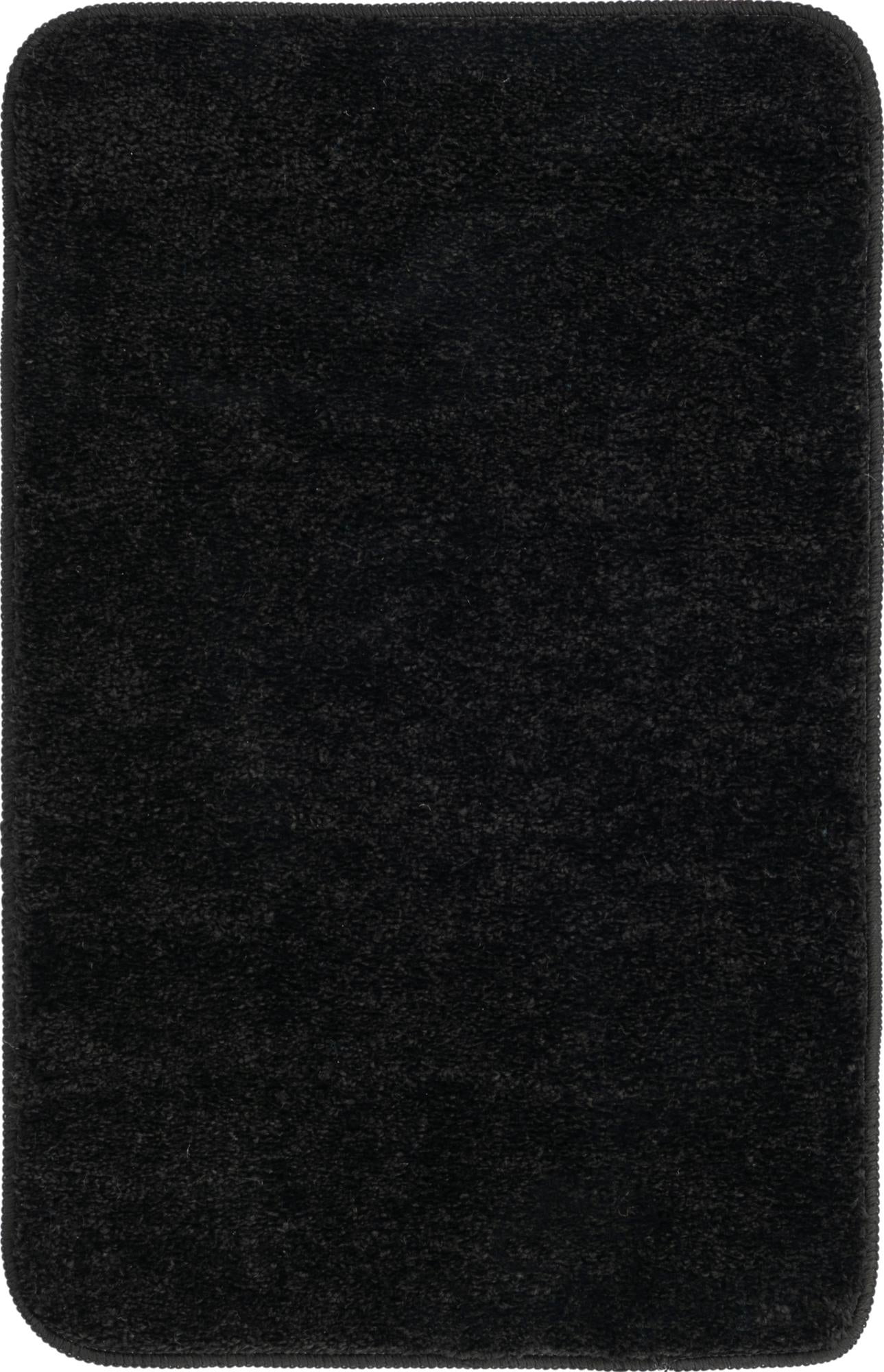 Rugs.com Bano Everyday Bath Mat Collection Rug – 1' 8 x 2' 7 Midnight Black Machine Washable Shag Bath Mat, Extra Soft and Absorbent, Non-Slip, Quick Dry, Perfect for Bathroom