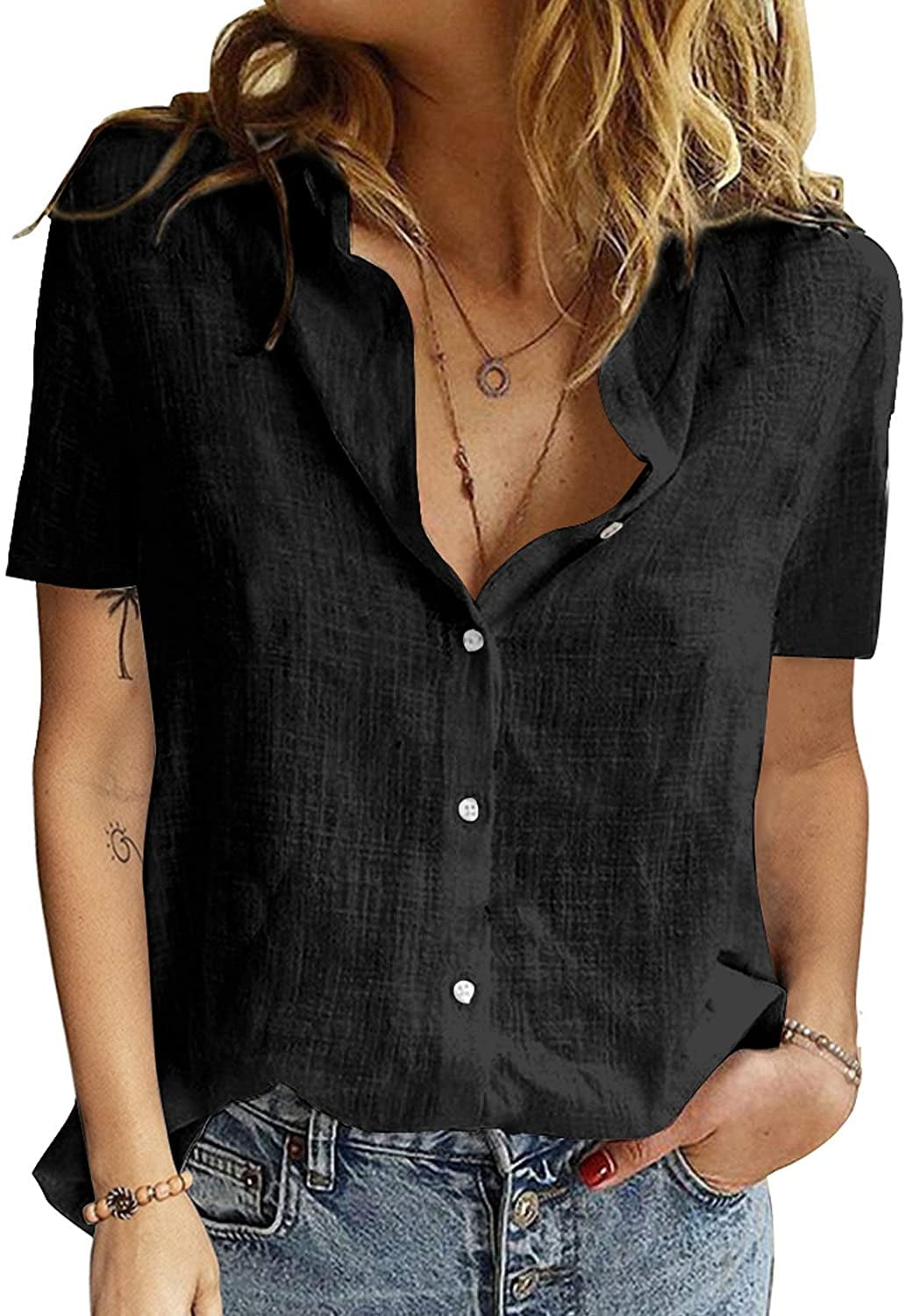 Women's V Neck Casual Blouses Trendy 