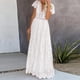 thumbnail image 4 of Vestido de novia de encaje floral de manga corta con cuello en V para mujer Vestido largo de fiesta de cóctel de dama de honor Fridja  qw5097, 4 of 9