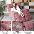 thumbnail image 5 of Pmango Power Oversized Recliner Chair Set of 2, Extra Wide Swivel Rocking Recliner Chair, Breathable Soft Fabric Modern Single Sofa for Living Room, Electric Adjustable Angle, USB & Type-C Port, Pink, 5 of 8