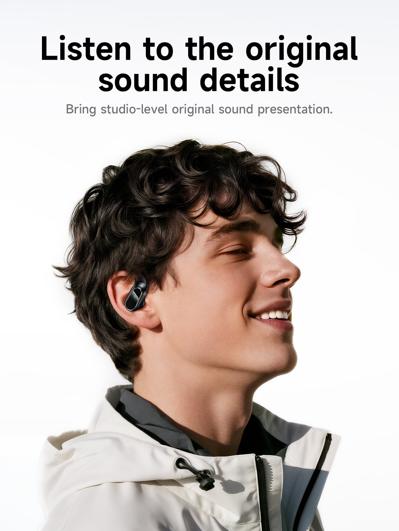 HOCO Open-Ear Bluetooth Earbuds with Smart Digital Power Display,500mAh Charging Case, Lightweight, Secure Fit for Sports
