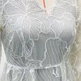 thumbnail image 5 of Quixlent Women Evening Dress Deep V Neck Lace Floral Embroideried Maxi Dress A-line Big Swing Long Lantern Sleeves High Waist Pleated Ball Gown Prom Party Dress, 5 of 7