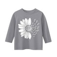 thumbnail image 3 of CCRFTGI Girls Shirts Size 10-12 Cute 3/4 Sleeve Shirt Blouse Summer Solid Sunflower Print Tee Shirts Preppy Loose Comfy Round Neck Basic Tees Light Gray 6-7Y, 3 of 4