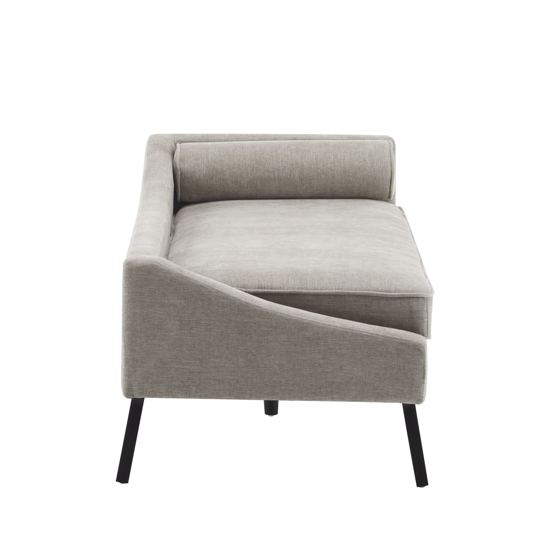 Christopher Knight Home Upholstered Chaise Lounge with Rolled Pillow, Sloped Backrest Accent Sofa Chair, Khaki